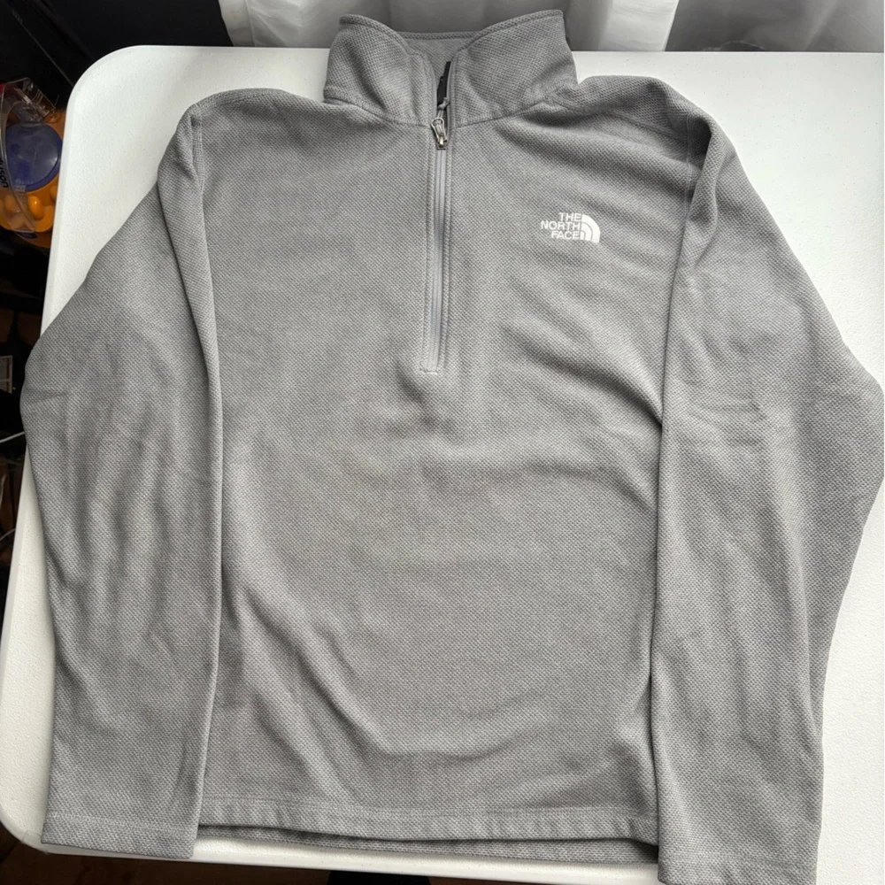 The North Face Gray Zip Up Sweater with Standing Collar